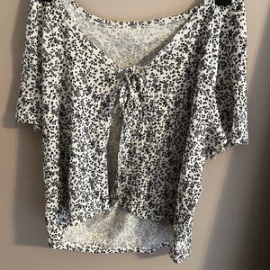 Floral Black and White Women's Top